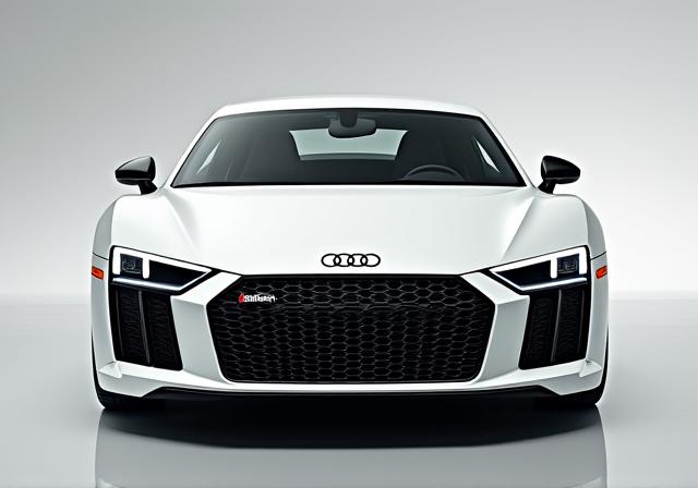 Audi R8 V10 Performance blanco con detalles en carbono.