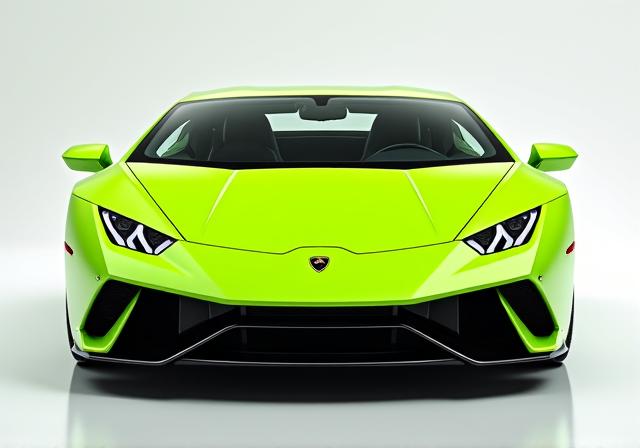 Lamborghini Huracán EVO verde lima en un estudio.